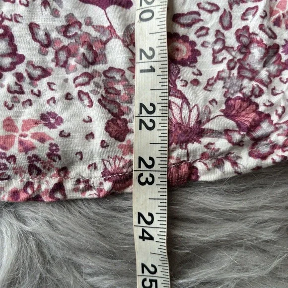 RXB Blouse Sz XL Cream Pink Floral Scoop Neck Short Flutter Sleeve Top Summer - Picture 8 of 8